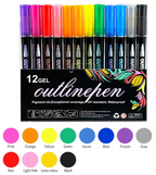 12 Colors Outline Gel Marker Set