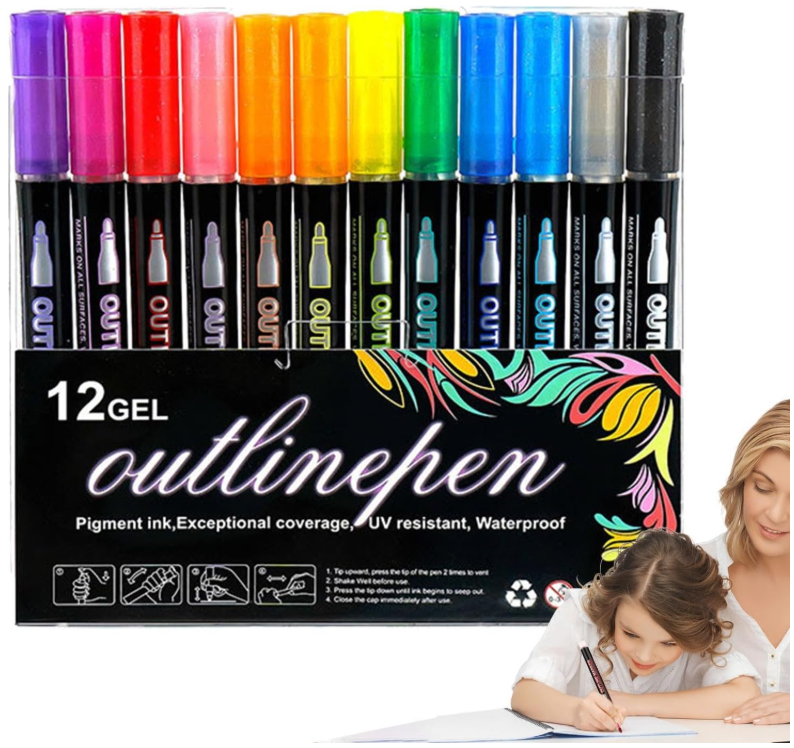12 Colors Outline Gel Marker Set