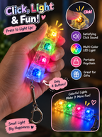 4-Button Multicolor LED Light Keychain – Click Sound Fidget Toy & Portable Mini Light