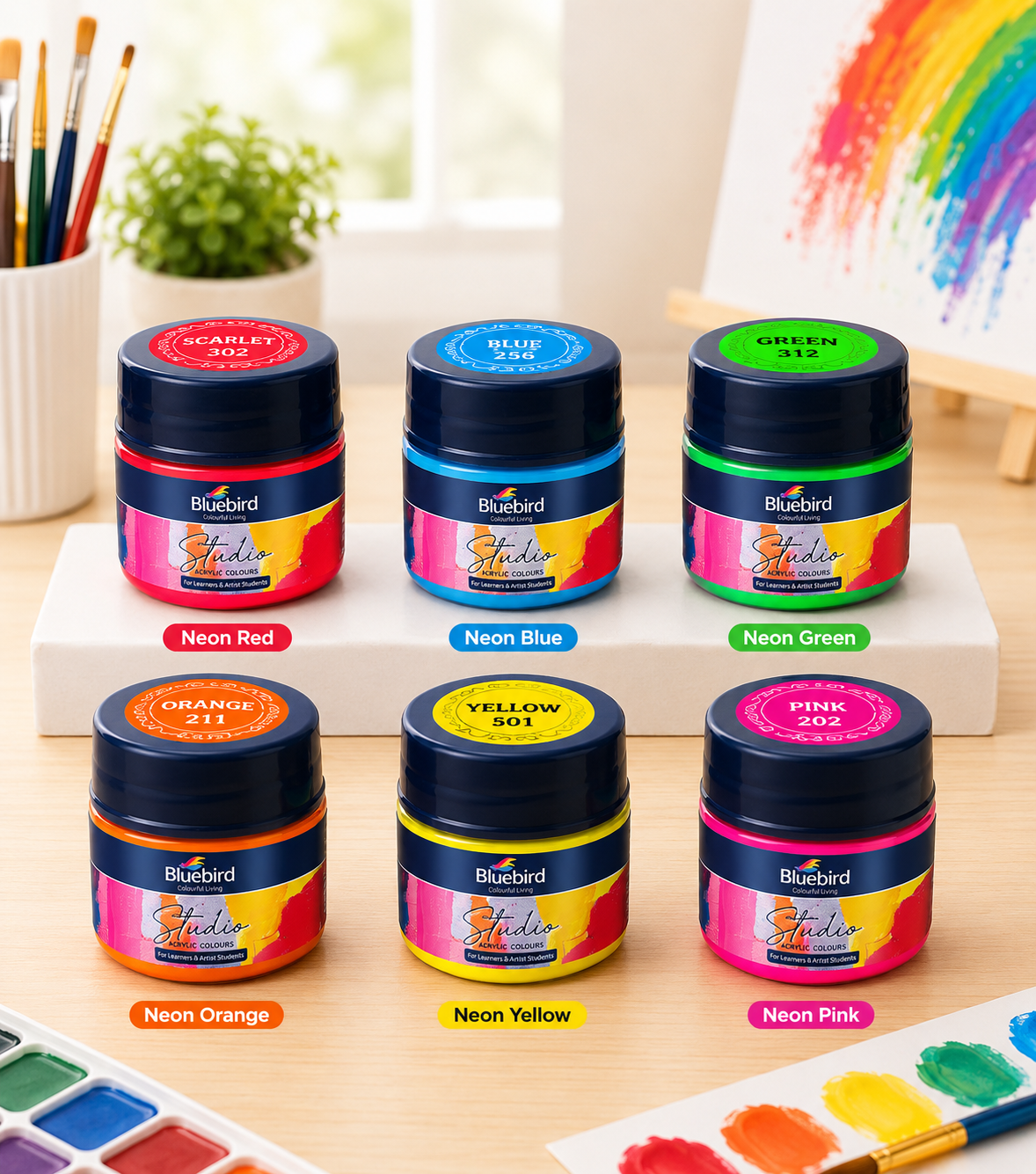 BLUEBIRD STUDIO 25ML-ACRYLIC NEON (SET OF 6)