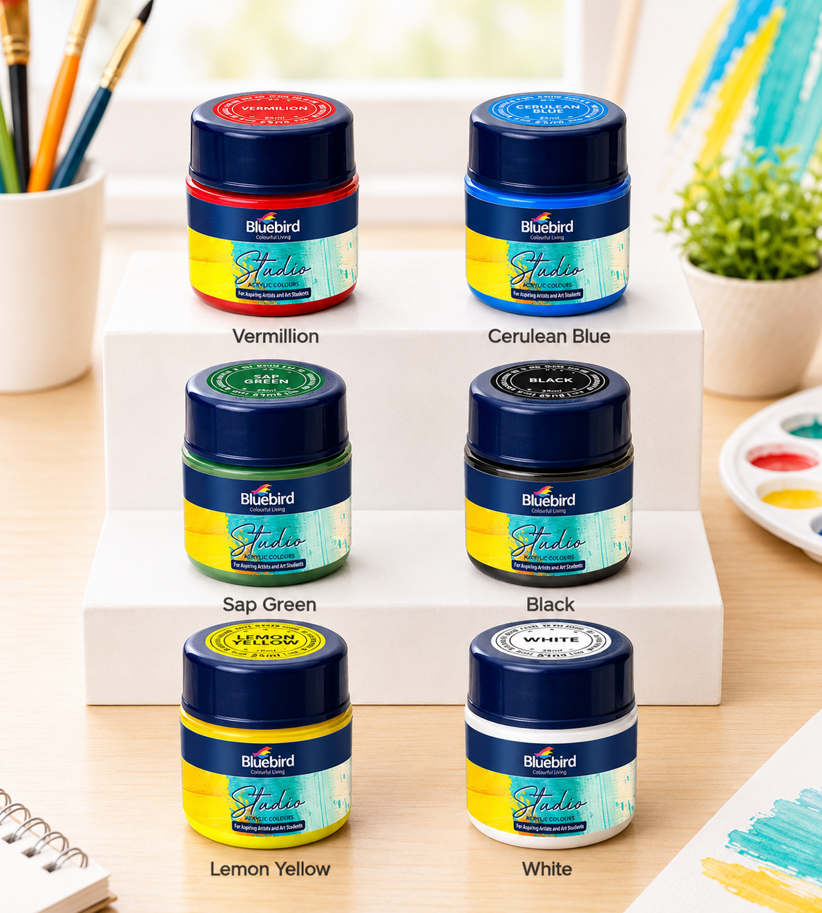 BLUEBIRD STUDIO ACRYLIC PRIMARY 6X25ML