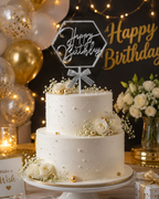 BIRTHDAY TOPPER WITH BOW - SILVER