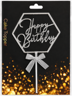 BIRTHDAY TOPPER WITH BOW - SILVER