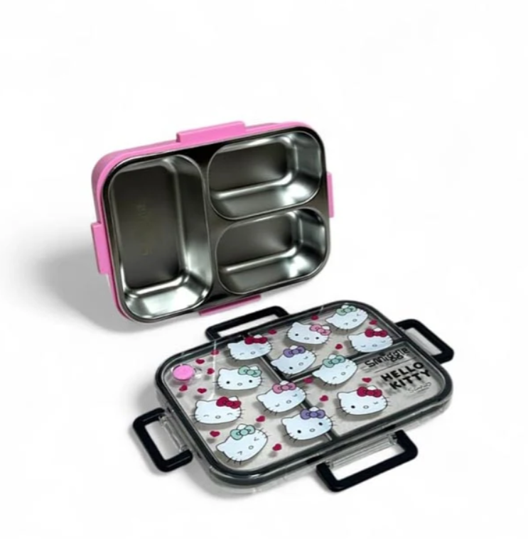 Smiggle x Hello Kitty Stainless Steel Bento Lunch Box – 3 Compartments (750ml)