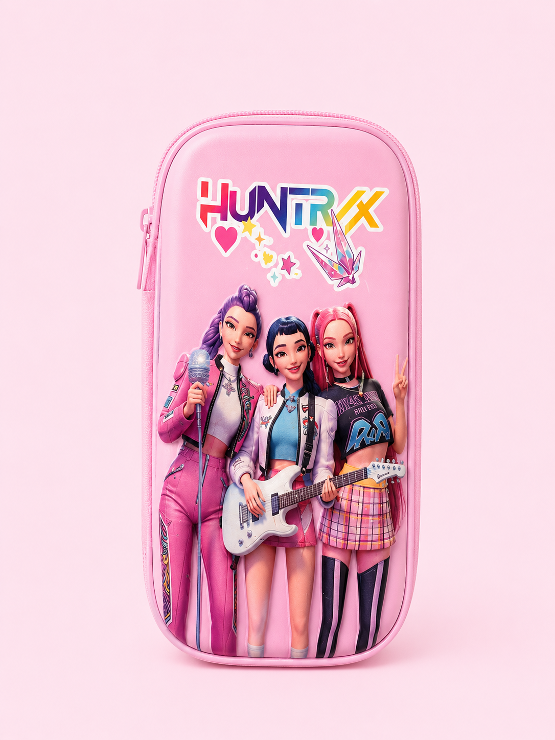 K-POP Huntrix Hard Shell Pencil Case - 4 x9 Pink