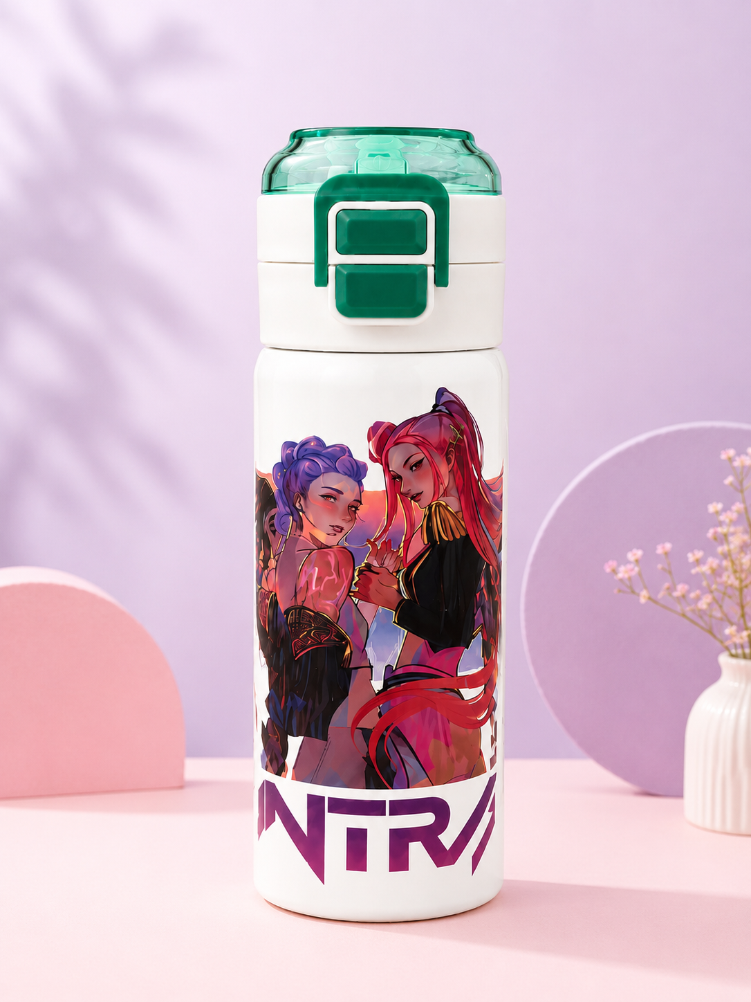 KPOP Huntrix 2 in 1 Stainless Steel Water Bottle – 500ml - Purple