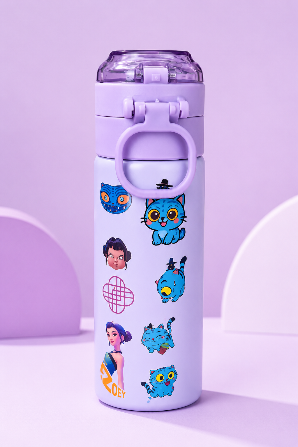 KPOP Huntrix 2 in 1 Stainless Steel Water Bottle – 500ml - Purple