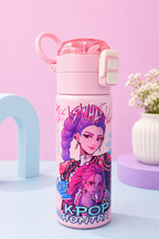 KPOP Huntrix 2 in 1 Stainless Steel Water Bottle – 500ml - Purple