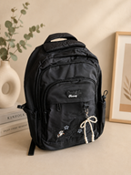 SCHOOL BAG 9613 WHITE BEADS BLACK