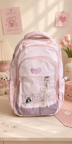 SCHOOL BAG 9613 WHITE BEADS PINK