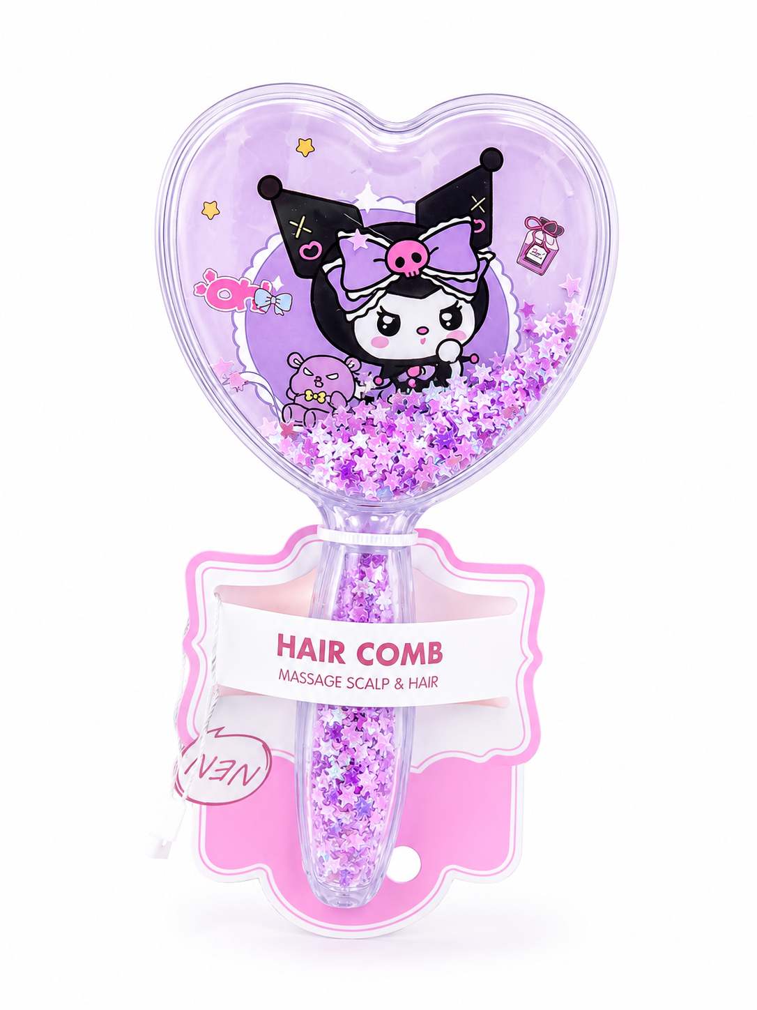 Kuromi Glitter Heart Hair Brush Main image