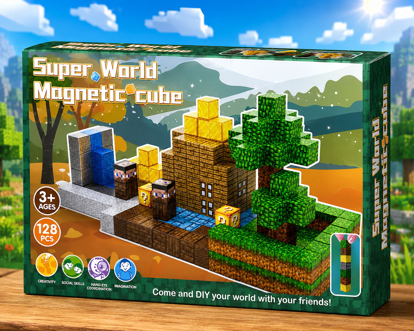 MINECRAFT MAGNETIC BLOCKS 128 PCS