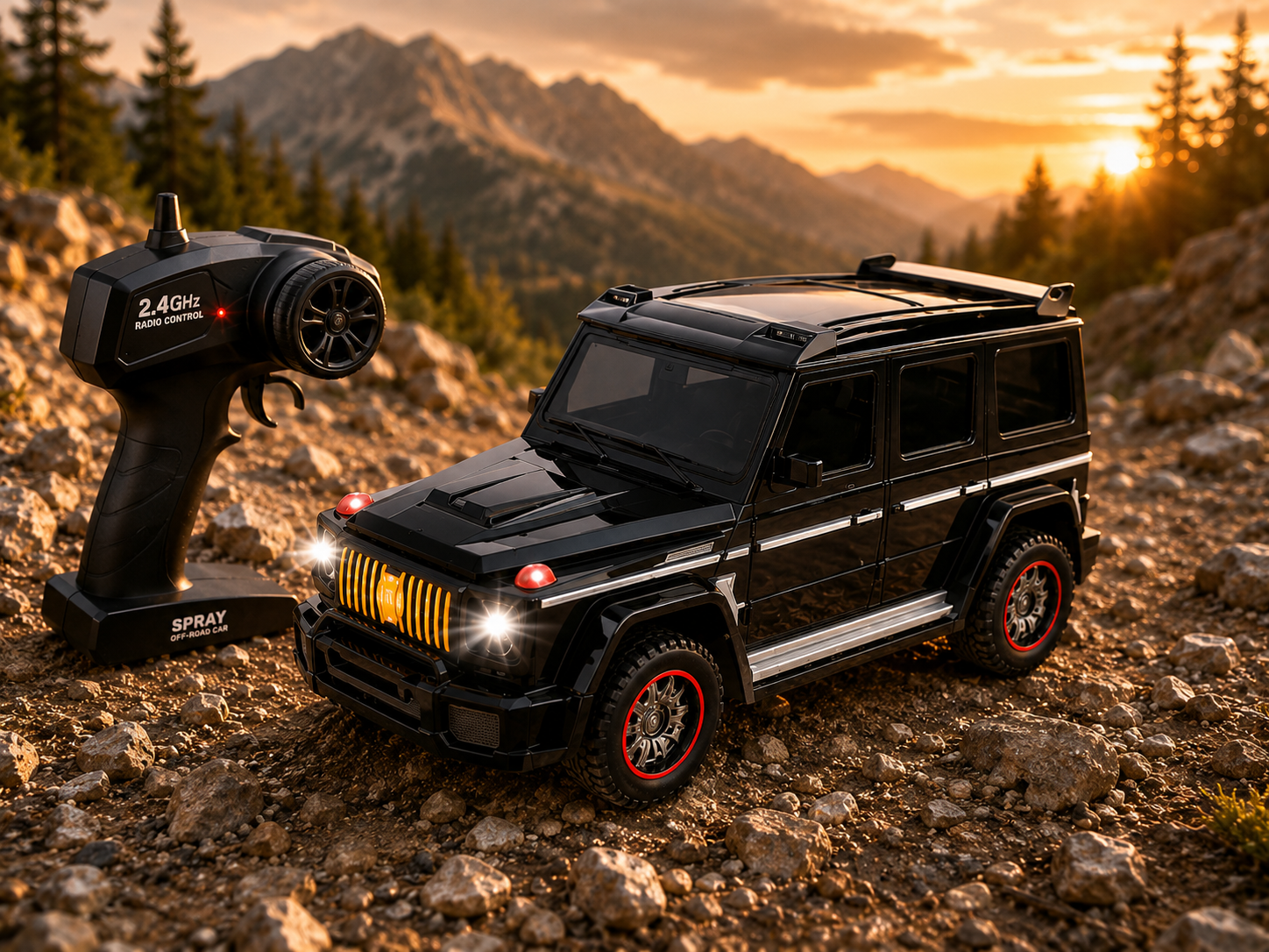 MERCEDES G WAGON WITH LIGHT AND SPRAY - BLACK