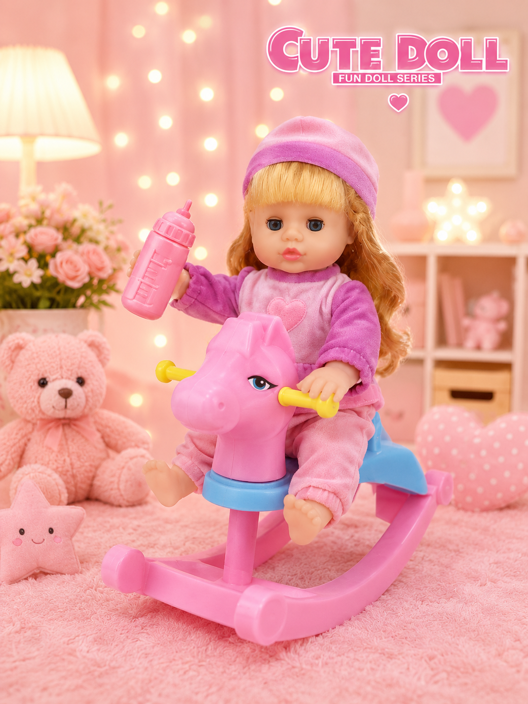 CUTE DOLL ROCKING HORSE