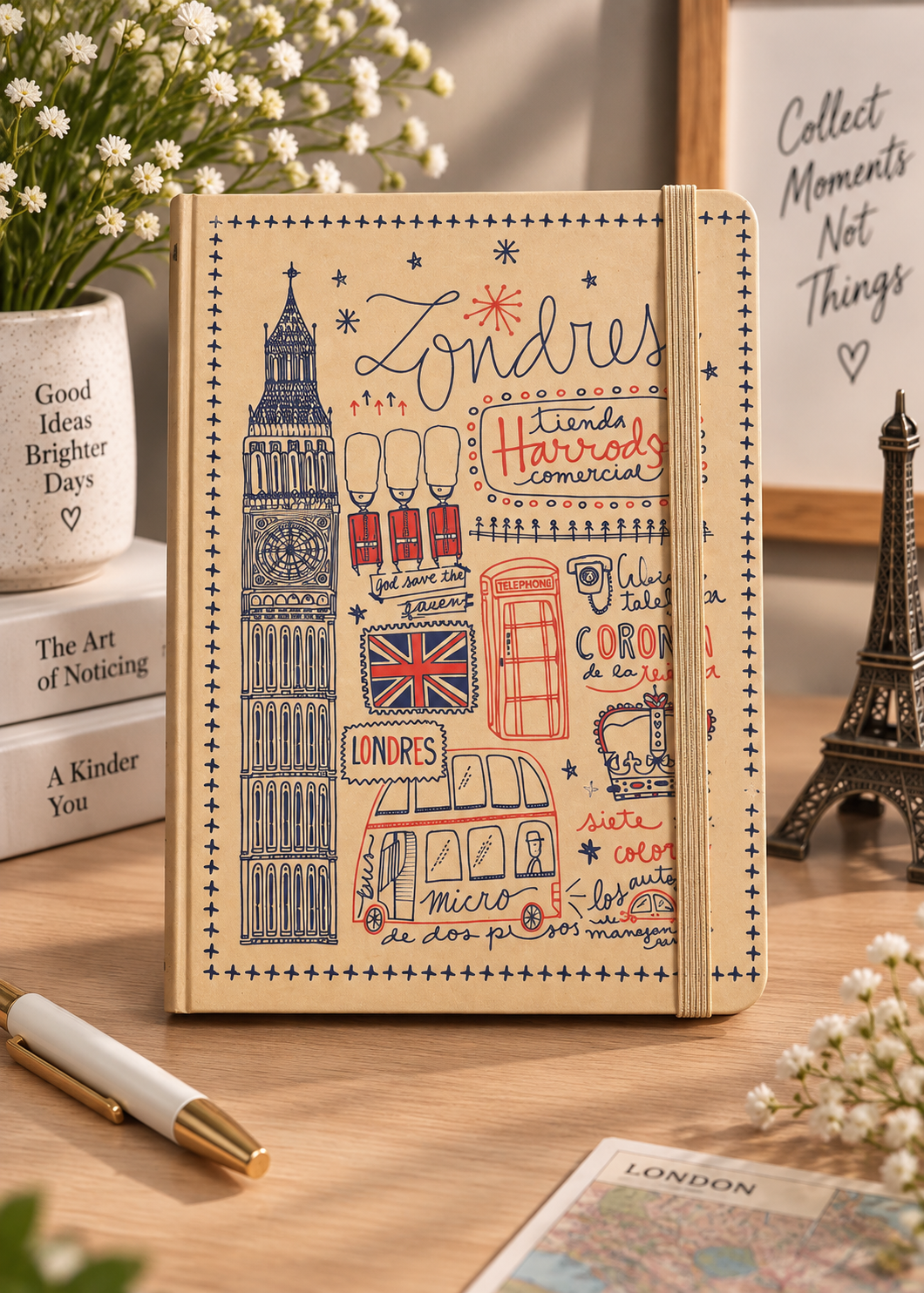 A5 Vintage Travel Hardcover Diary – London & Paris Designs Secondary image