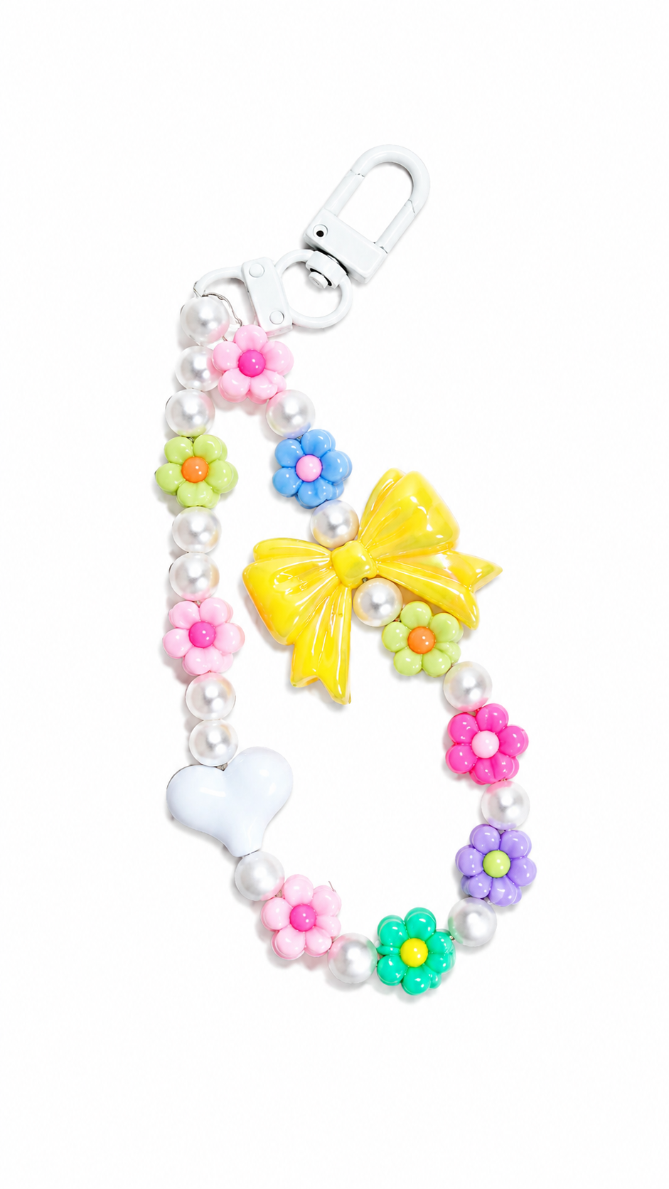 Flower Bow Beaded Phone Charm