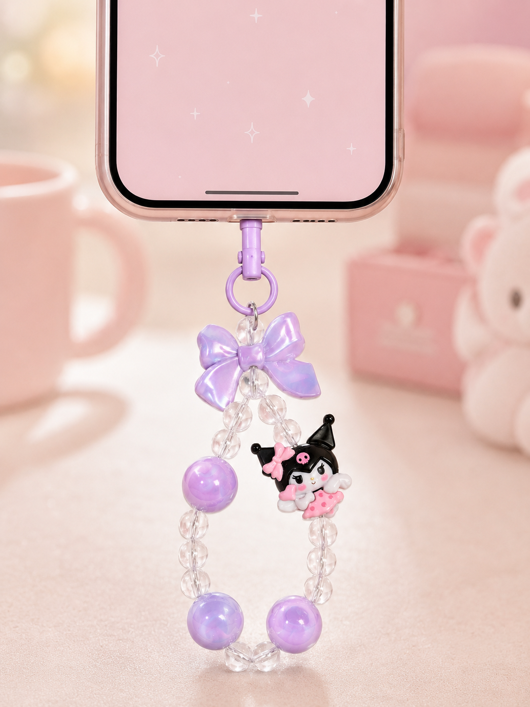 Kuromi Beaded Phone Charm