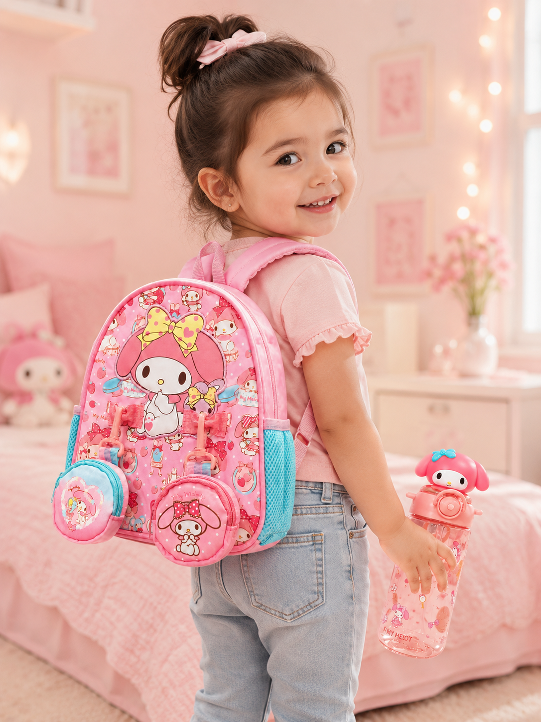 My Melody Backpack & Water Bottle Set