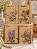 A5 Vintage Botanical Hardcover Diary – Lined Journal with Elastic Closure