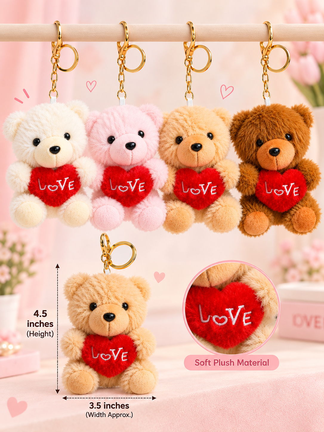 LOVE Teddy Bear Keychain – 4.5 Inches
