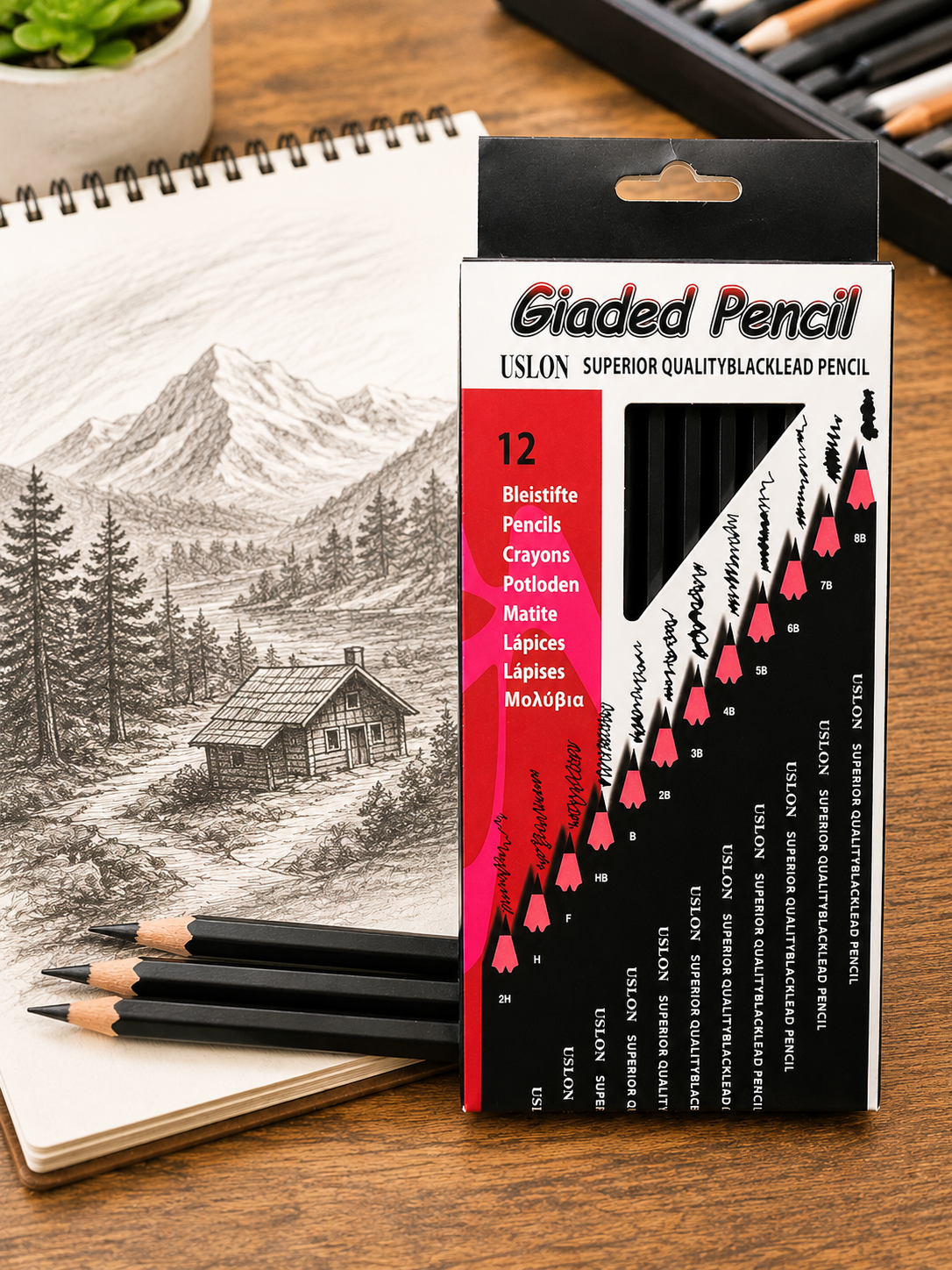 GIADED SKETCH PENCIL USLON SET OF 12