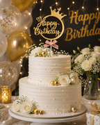 BIRTHDAY TOPPER WITH BOW - GOLD