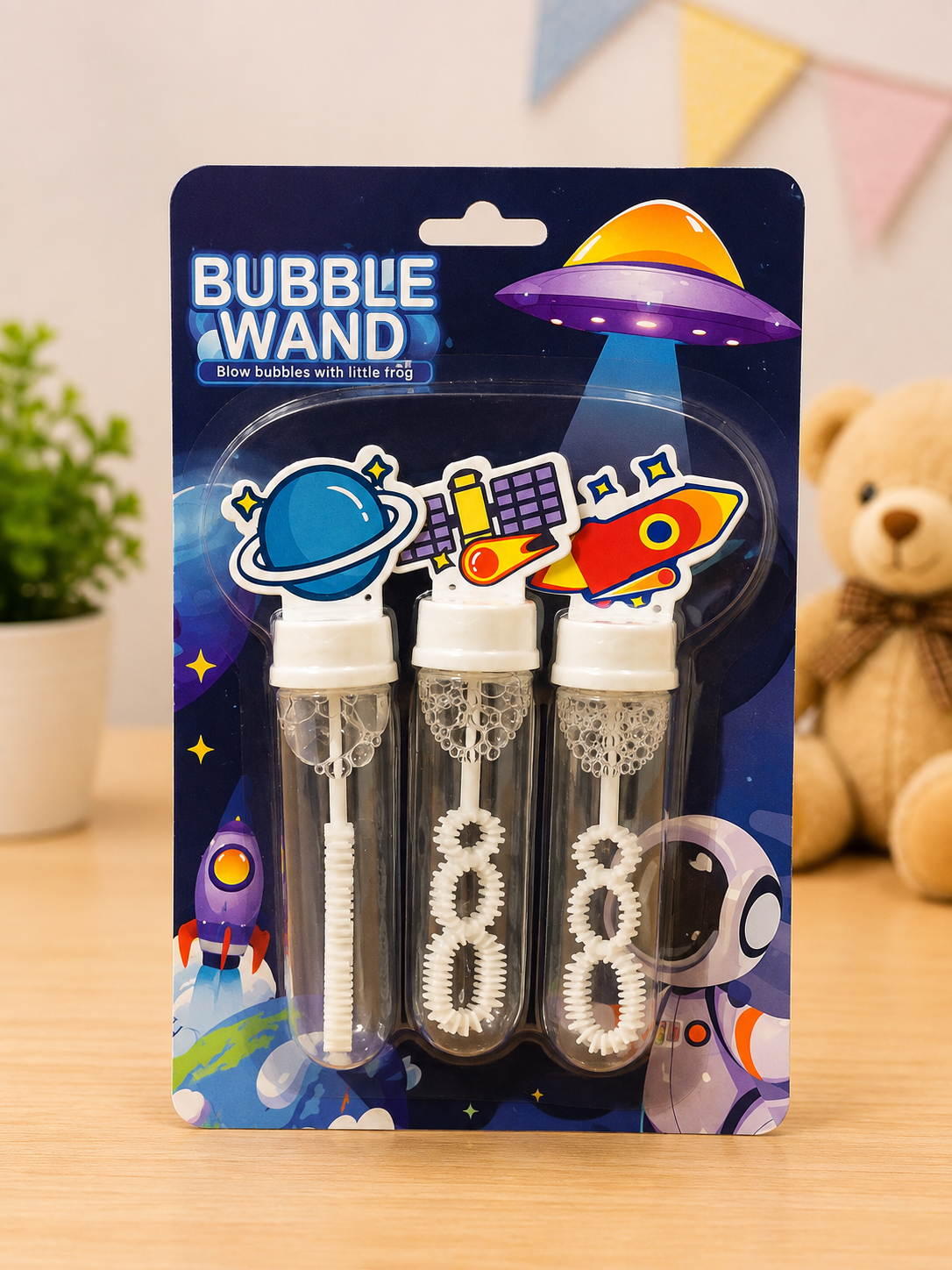 Kids Bubble Wand Set – Police, Army & Space Designs | 3-Piece Bubble Toy Pack Secondary image