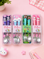 Kids Character Spoon & Fork Set with Storage Case