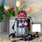 Kuromi & My Melody Water Bottle with Shoulder Strap