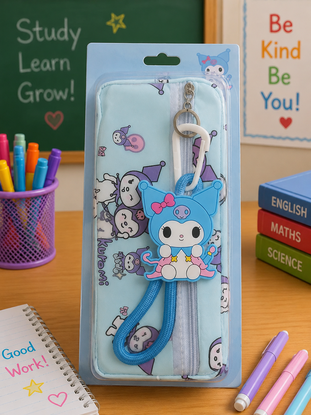 KUROMI CHARM PENCIL CASE - BLUE