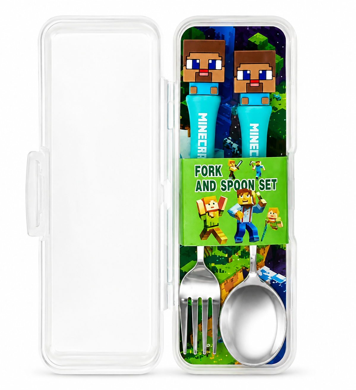 Kids Character Spoon & Fork Set with Storage Case