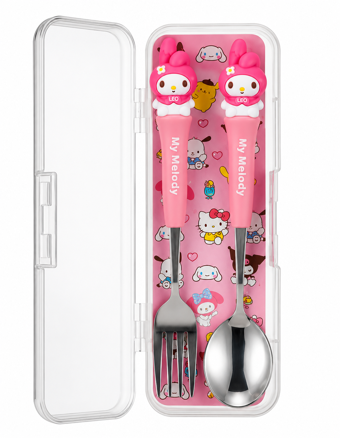Kids Character Spoon & Fork Set with Storage Case
