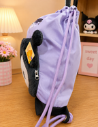 Sanrio Character Plush Drawstring Backpack – Kuromi, Cinnamoroll & My Melody