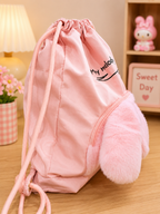 Sanrio Character Plush Drawstring Backpack – Kuromi, Cinnamoroll & My Melody