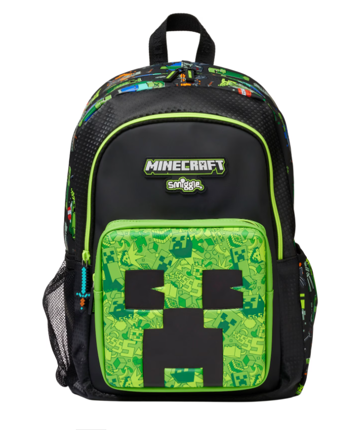 Smiggle Minecraft Backpack – 18 Inch Creeper Edition