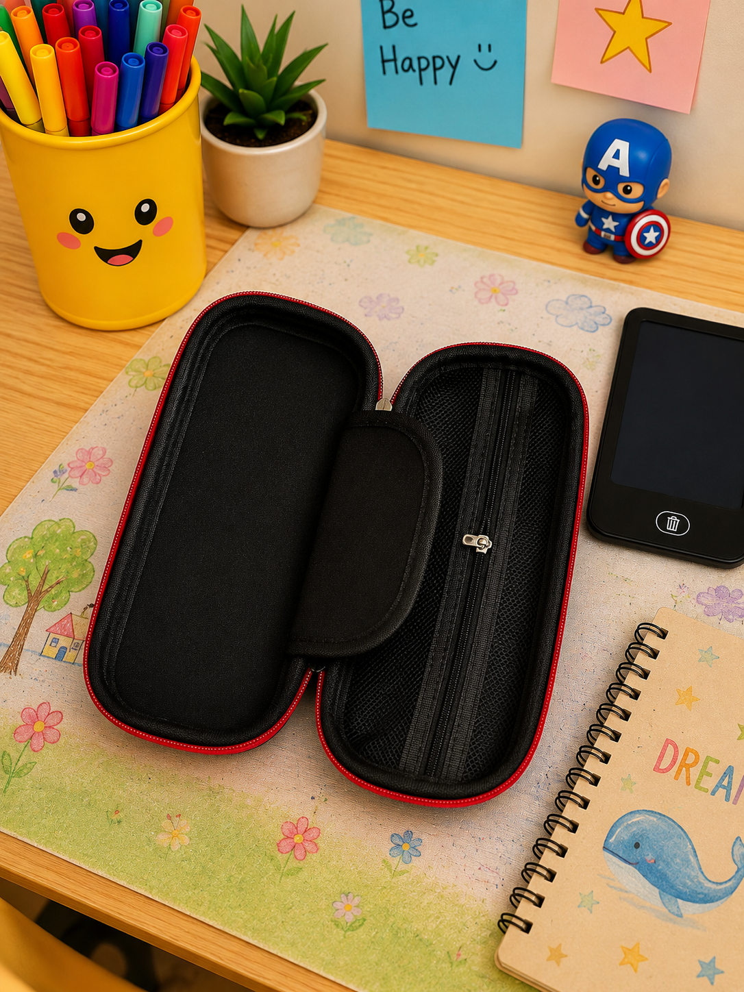 Spiderman 3D Hardtop Pencil Case with Reusable LCD Writing Tablet