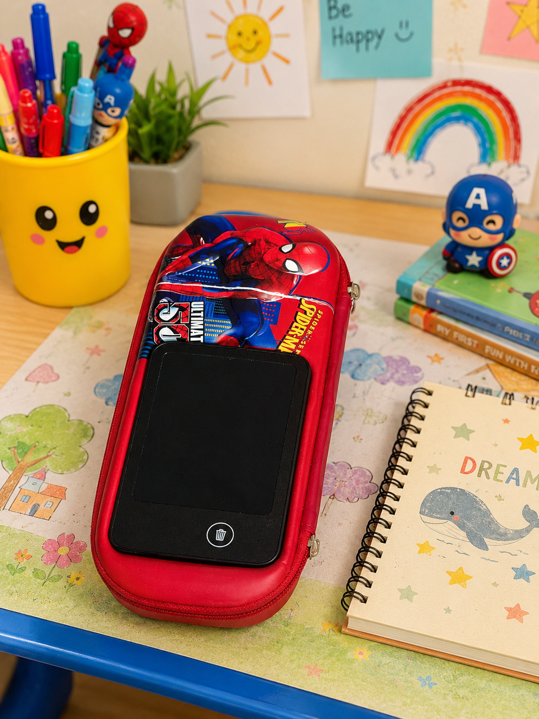 Spiderman 3D Hardtop Pencil Case with Reusable LCD Writing Tablet