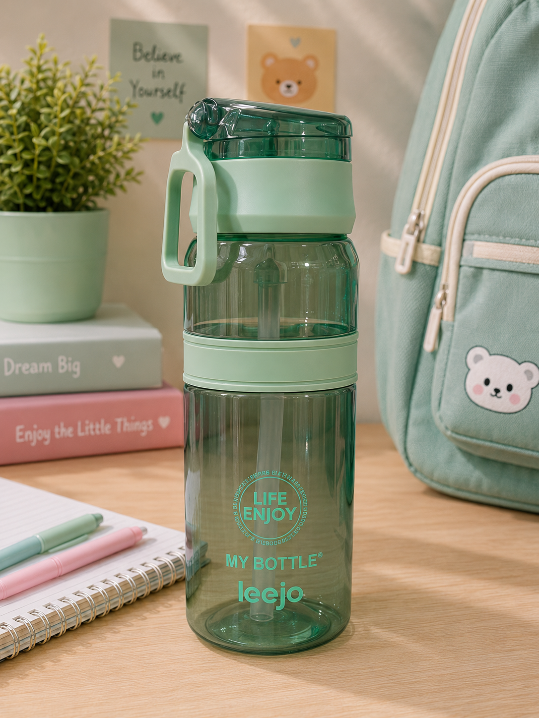 Sports Flip-Top Water Bottle (Green) – 700ml Secondary image