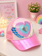 VEST Hearts Sequin Wing Cap – Pink
