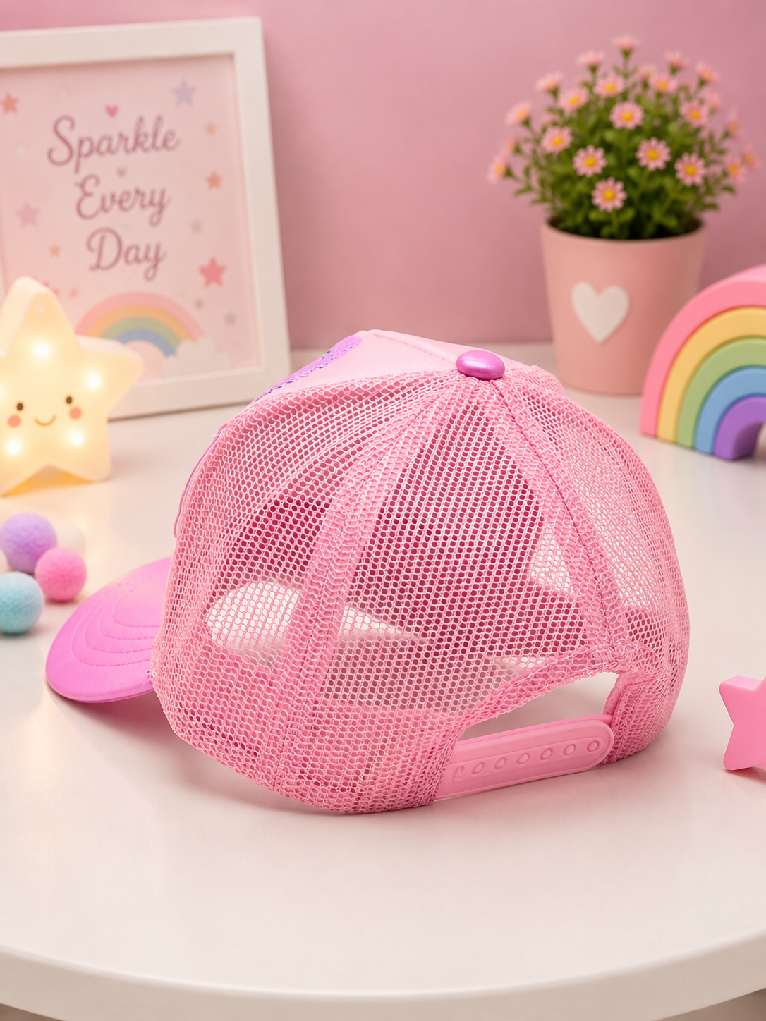VEST Hearts Sequin Wing Cap – Pink