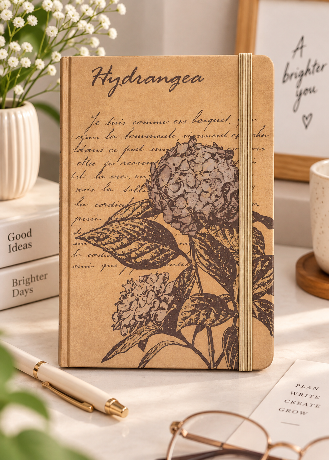 A5 Vintage Botanical Hardcover Diary – Lined Journal with Elastic Closure