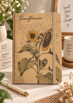 A5 Vintage Botanical Hardcover Diary – Lined Journal with Elastic Closure