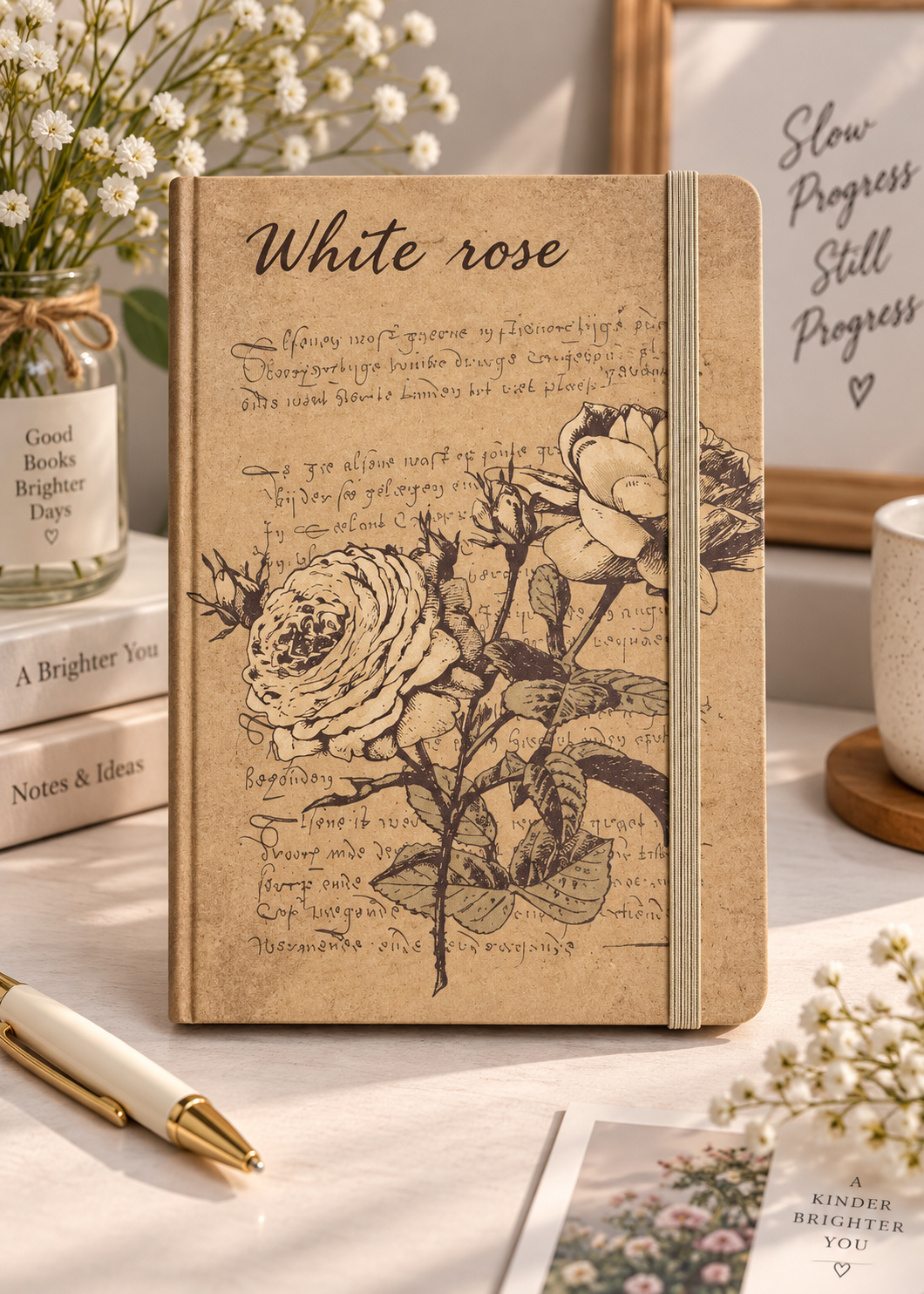 A5 Vintage Botanical Hardcover Diary – Lined Journal with Elastic Closure Secondary image