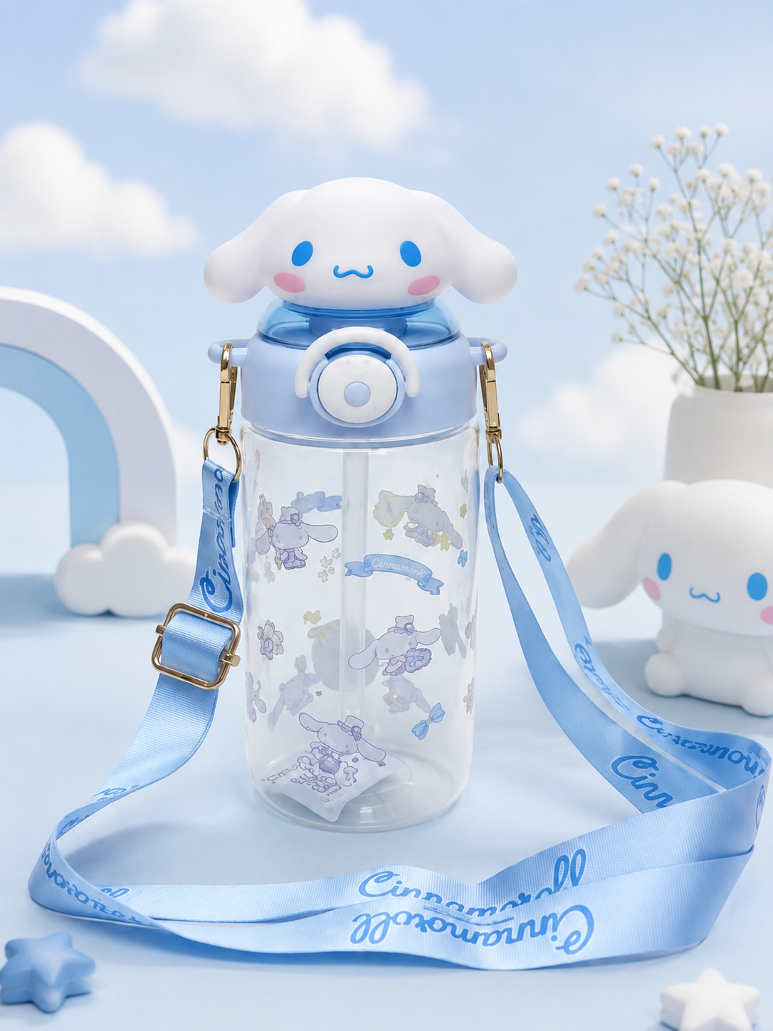 Cinnamoroll Water Bottle with Shoulder Strap – 650ml