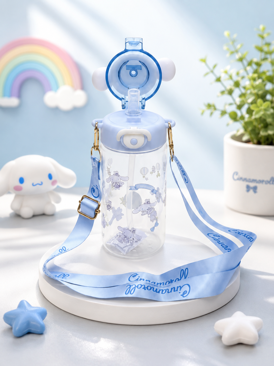 Cinnamoroll Water Bottle with Shoulder Strap – 650ml