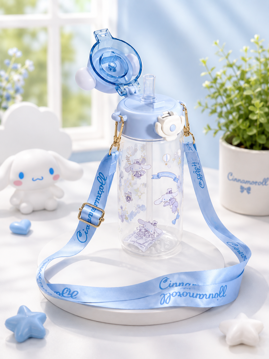 Cinnamoroll Water Bottle with Shoulder Strap – 650ml