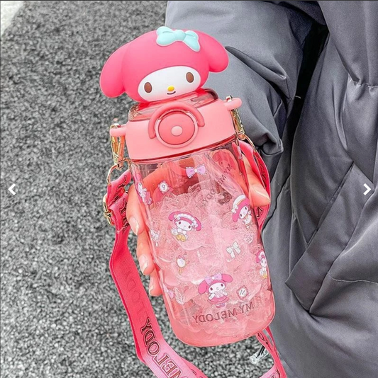 My Melody Water Bottle with Shoulder Strap – 650ml