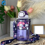 My Melody & Kuromi Water Bottle with Shoulder Strap