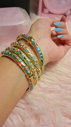 Enamel Floral Stainless Steel Bangles