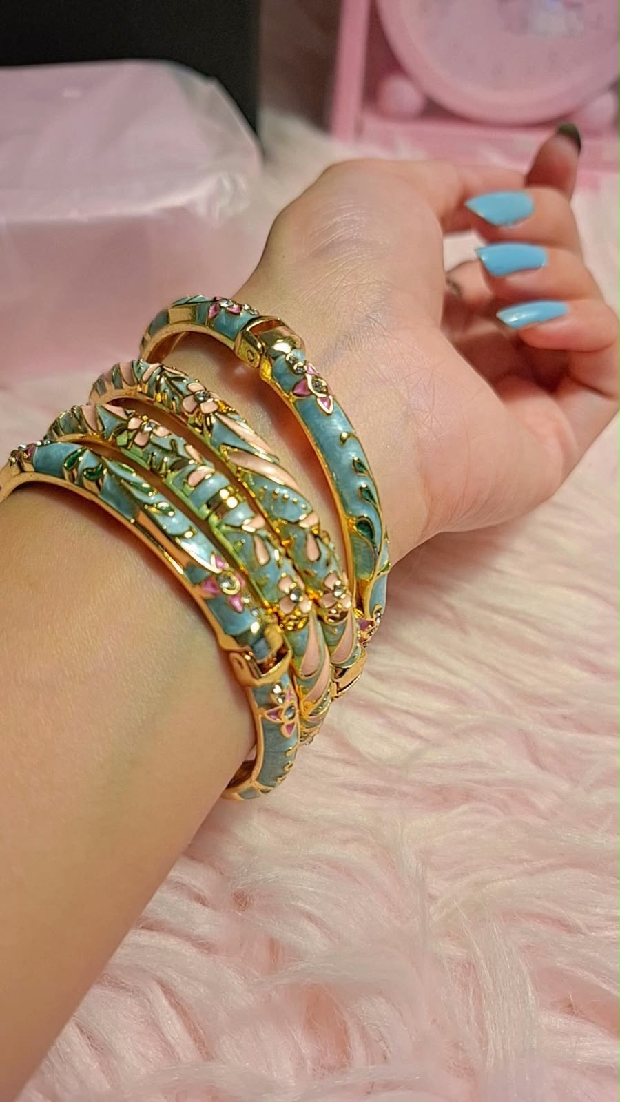 Enamel Floral Stainless Steel Bangles
